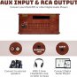 10-In-1 Wood Classic Turntable Stereo System with Bluetooth Connection, Vinyl Re
