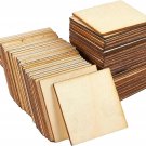 60 Pieces 2X2 Wood Squares for DIY Crafts, Unfinished Wooden Cutout Tiles for Pa