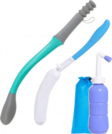 Toilet Aids Set for Wiping - Long Handle Butt Wiper for People Overweight, Elder
