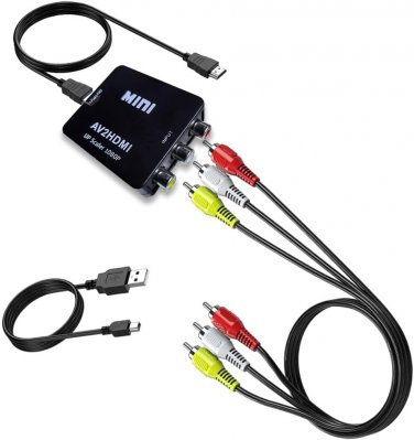 RCA to HDMI Converter, AV to HDMI Converter Pack Set, 1080P RCA Composite CVBS V
