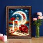 5D Diamond Art Painting Kit, Moon Red Rose DIY 5D Full Drill Diamond Art Kits Di