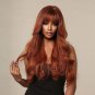 Auburn Wigs for Women Long Reddish Brown Wig with Bangs Synthetic Wavy Hair Wigs