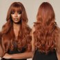 Auburn Wigs for Women Long Reddish Brown Wig with Bangs Synthetic Wavy Hair Wigs