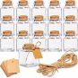 15 Pack Small Glass Bottles with Cork Stoppers - 1.7 Oz (50Ml) Mini Jars with Tw