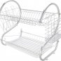 Dish Drying Rack and Drainboard Set, 2 Tier Large Stainless Steel Sink Organizer