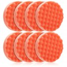 8 Pack 6" Heavy Cutting Pad Waffle Buffing Pads, Orange Microfiber Buffing Pads,