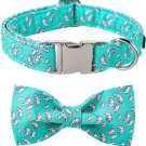Summer Dog Collar with Bowtie, Soft Comfortable Adjustable Cute Manatee Bowtie C