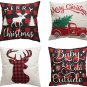 Christmas Pillow Covers Set of 4 Christmas Decorations Cotton Linen Winter Deer