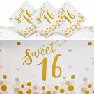 3 Pack Sweet 16 Tablecloth for Girl 16Th Birthday Party Decorations (54 X 108 In