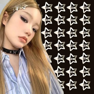 100 Pcs 1.22" Star Hair Clips Y2K Accessories&iuml;&frac14;�Silver Hair Clips Star Barrettes,
