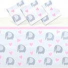 Elephant Tablecloths for Baby Shower Decor, Pink Hearts (54 X 108 In, 3 Pack)