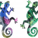 2Pcs Wrought Iron Gecko Wall Hanging Metal Lizard Wall Decor Lizard Garden Art P