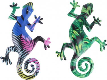 2Pcs Wrought Iron Gecko Wall Hanging Metal Lizard Wall Decor Lizard Garden Art P