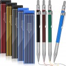 4 Pieces Welder Pencil with 60 Pieces round Silver Refills Mechanical Pencil Met
