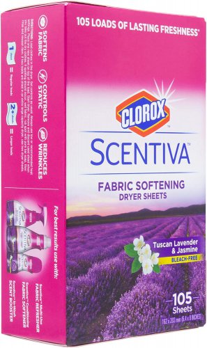 Clorox Scentiva Fabric Softening Dryer Sheets | Fabric Sheets in Tuscan Lavender