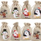 36Pc Christmas Linen Bags with Drawstrings Christmas Burlap Goody Gift Bags with