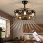 20'' Caged Ceiling Fan with Lights Remote Control, Small Farmhouse Ceiling Fan w
