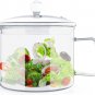 Glass Saucepan with Cover, 1.3L/40 FL OZ Heat-Resistant Glass Stovetop Pot and P