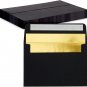 50 Pack Black 4X6 Envelopes with Gold Lining for Birthday Greeting Cards, Weddin