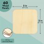 60 Pack 2X2 Wood Squares for Crafts, 2.5Mm Unfinished Wood Cutouts with Rounded