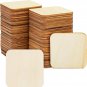 60 Pack 2X2 Wood Squares for Crafts, 2.5Mm Unfinished Wood Cutouts with Rounded