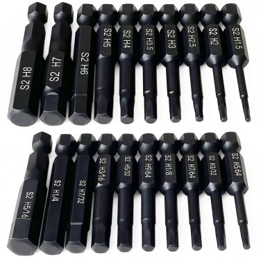 Hex Head Allen Wrench Drill Bit Set (10Pc Metric & 10Pc SAE),  , Upgraded 1/4" Q
