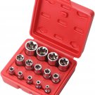 14Pcs E-Torx Star Socket Set with Case, 1/4, 3/8, 1/2 In. Drive Female External