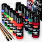 Acrylic Paint Set of 12 Colors 2Fl Oz 60Ml Bottles with 3 Brushes,Non Toxic 12 C