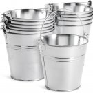 12 Pack Galvanized Metal Buckets with Handles for Party Decorations, Small Tin P
