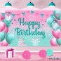 Pink Teal Birthday Banner Backdrop Large Turquoise and Pink Birthday Party Decor