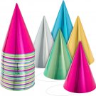 50 Pack Birthday Party Cone Hats for Kids and Adults, Bulk Set in 5 Colors (Meta