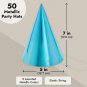 50 Pack Birthday Party Cone Hats for Kids and Adults, Bulk Set in 5 Colors (Meta