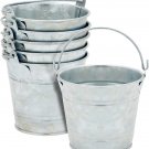 6 Pack Small Galvanized Metal Buckets with Handles, Mini Tin Pails for Party Fav