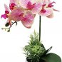 Artificial Orchid Flower in Grey Pot, Faux Pink Orchid Real Touch Fake Phalaenop