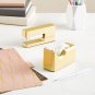 2 Piece Matte Gold Stapler and Tape Dispenser Set for Home Office Decor, Classro