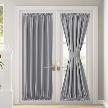 Front Door Curtain - French Curtain Rod Pocket Window Treatment for Sliding Door