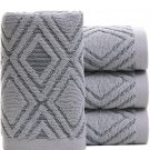 Hand Towels Set of 4 Diamond Pattern 100% Cotton Absorbent Soft Decorative Towel