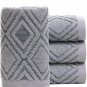 Hand Towels Set of 4 Diamond Pattern 100% Cotton Absorbent Soft Decorative Towel