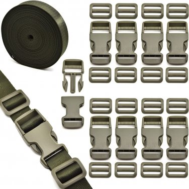 1 Inch Buckles Straps Set with 10 Yards Nylon Webbing Strap,10 Pcs Quick Side Re