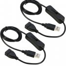 USB Extension Cable 2Pcs with On/Off Switch USB Male to Female Cable Support (Da