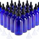 24 Count 4 Oz Blue Glass Dropper Bottles and 6 Funnels (120 Ml, 30 Pieces)