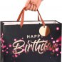 Black and Pink Birthday Gift Bag with Tissue Paper for Birthday, Baby Shower, Pa