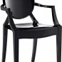 Casper Modern Acrylic Stacking Kitchen and Dining Room Arm Chair in Black - Full