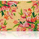 Floral Natural Coir Nonslip Welcome Door Mat (Pink, Orange, Green, 17 X 30 In)