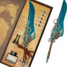 Feather Pen Calligraphy Pen and Ink Set Antique Quill Pen Refillable Ink Dip Pen