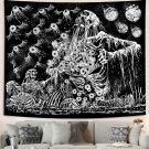 Skull Tapestry for Bedroom Aesthetic, Black and White Gothic Skeleton Art Party