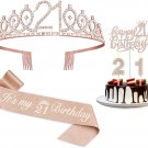 21St Birthday Decorations for Her, Including 21St Birthday Sash, Cake Topper, Cr