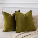 Olive Green Luxury Velvet Throw Pillow Covers 22X22 Set of 2,Decorative Soft Sol