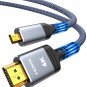 4K Micro HDMI to HDMI Cable 10 FT, Micro Male to HDMI Male Cable Nylon Braided C