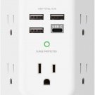 USB Charger Surge Protector 5 Outlet Extender with 4 USB Charging Ports (1 USB C